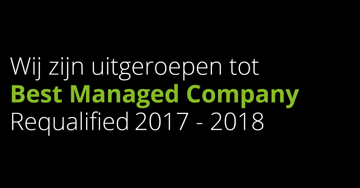 Modderkolk voor de derde keer op rij benoemd tot Best Managed Company! Modderkolk voor de derde keer op rij benoemd tot Best Managed Company!